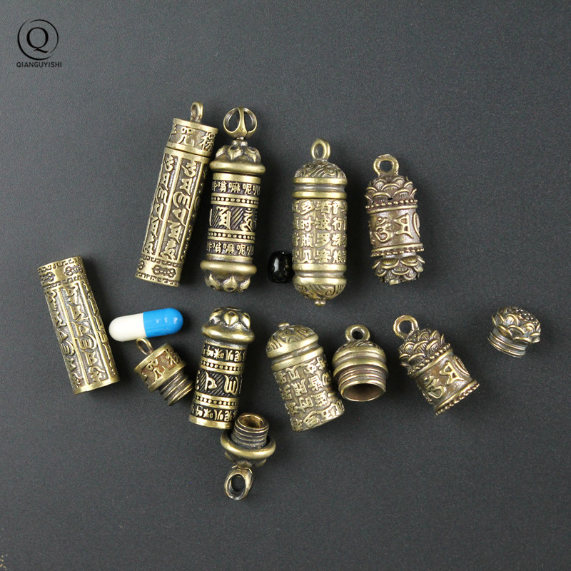 Yellow Phone Accessories - Ottone Buddha GuanYin Sutra cilindro pendente